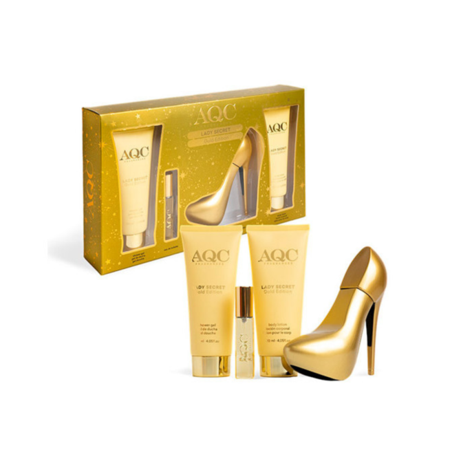 Aquarius Cosmetic Lady Secret Gold EDT 100 ml/15 ml + SG 120 ml TM 120 ml