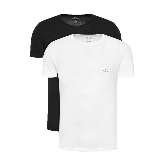Armani Exchange 956005 CC282 Pánské trička černé/bílé duo-pack L bílá/černá, L