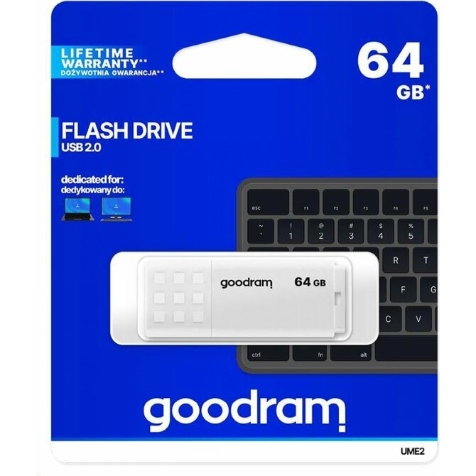GOODRAM USB	 Flash Disk UME2 64GB - bílý Bílá
