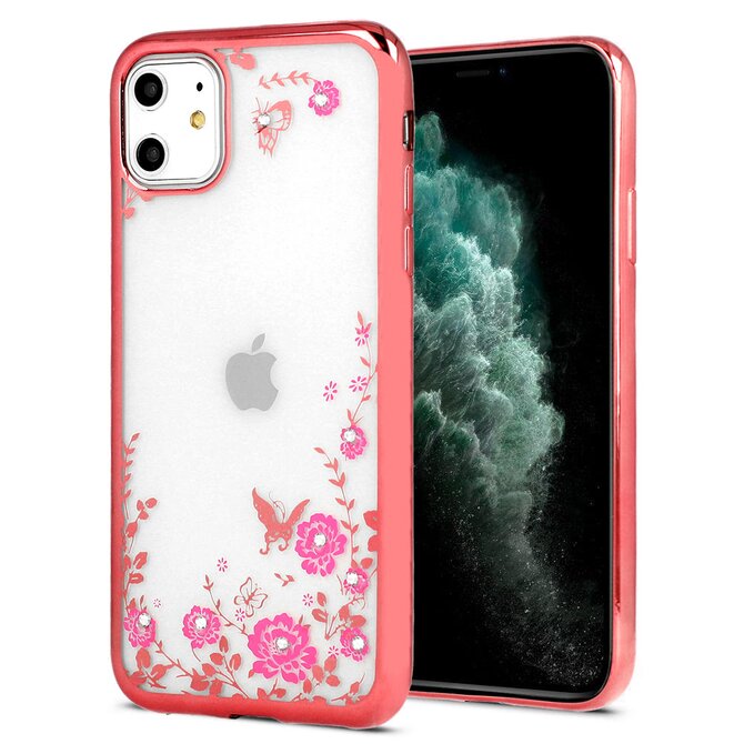 Gelové růžové pouzdro / kryt FRAME FLORA na APPLE iPhone 11 Pro (5.8)