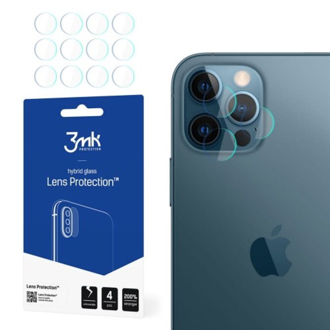 Hybridní sklo 3MK na zadní fotoaparát APPLE iPhone 12 Pro 6.1 (sada 4ks)