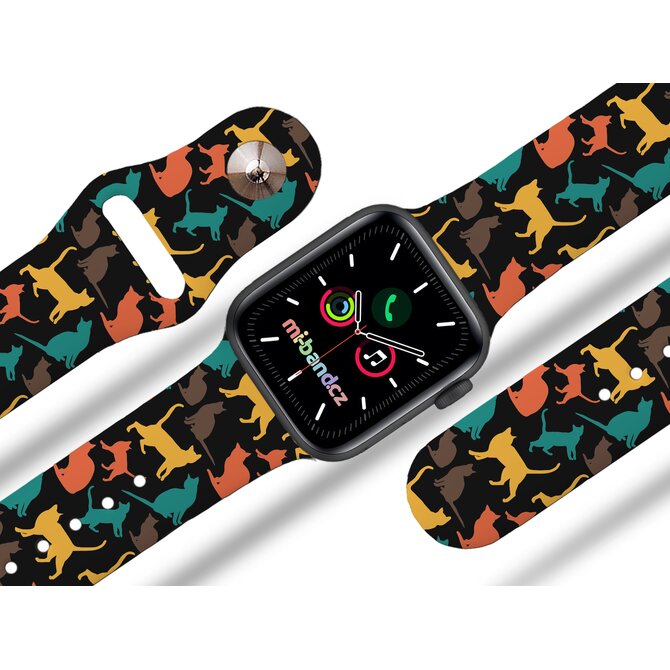 Apple watch řemínek Kočičky - 42/44/45mm, barva pásku černá
