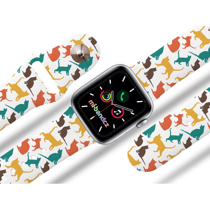 Apple watch řemínek Kočičky - 42/44/45mm, barva pásku bílá
