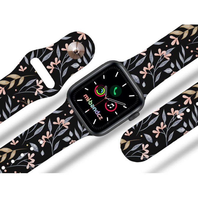 Apple watch řemínek Kytky - 38/40/41mm, barva pásku černá