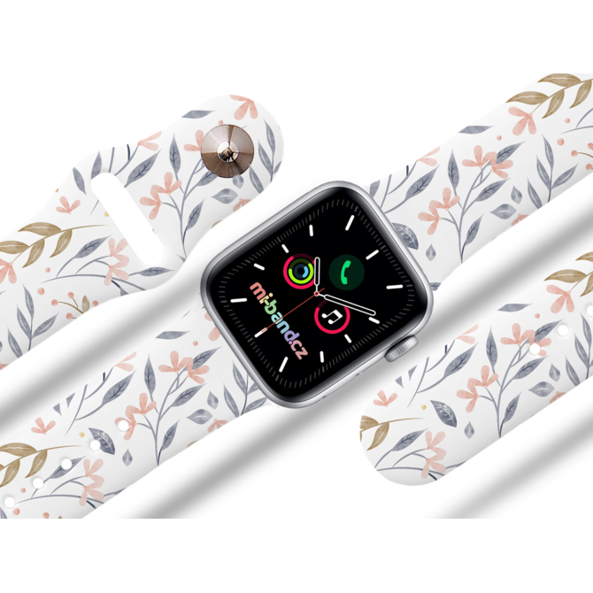 Apple watch řemínek Kytky - 42/44/45mm, barva pásku bílá