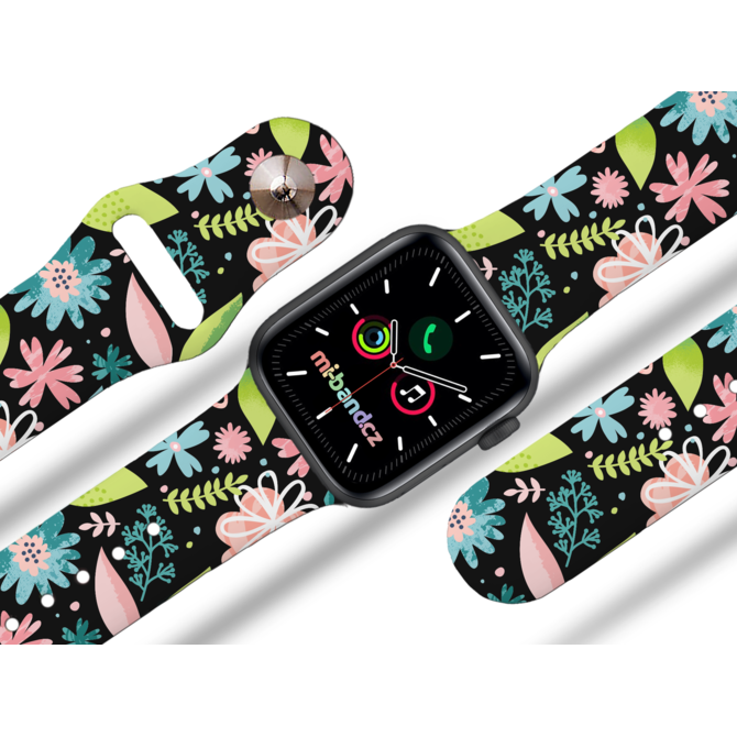 Apple watch řemínek Květy a větvičky - 38/40/41mm, barva pásku černá
