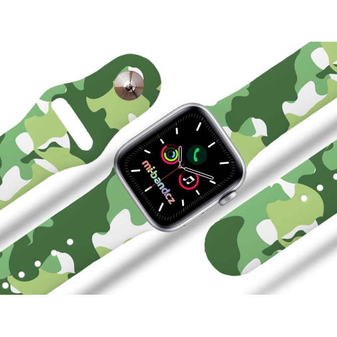 Apple watch řemínek Maskáč zelený - Bílá - 38/40/41mm