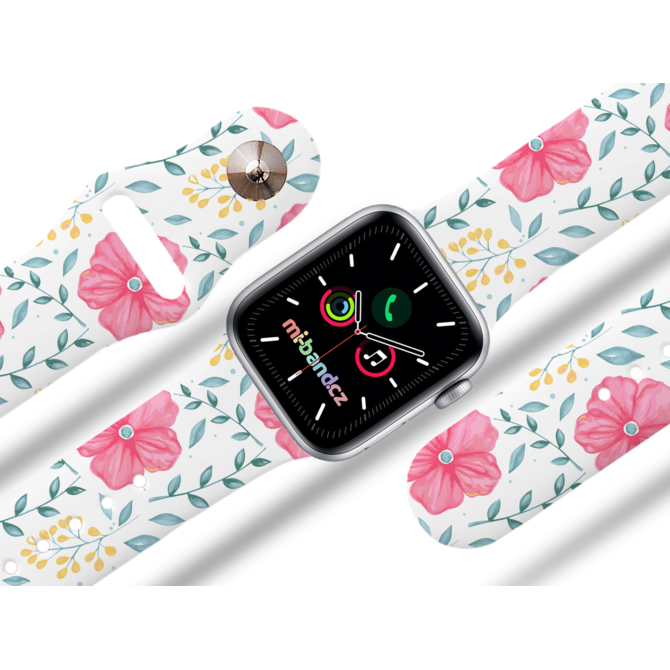 Apple watch řemínek Ibišek růžový - Bílá - 42/44/45mm