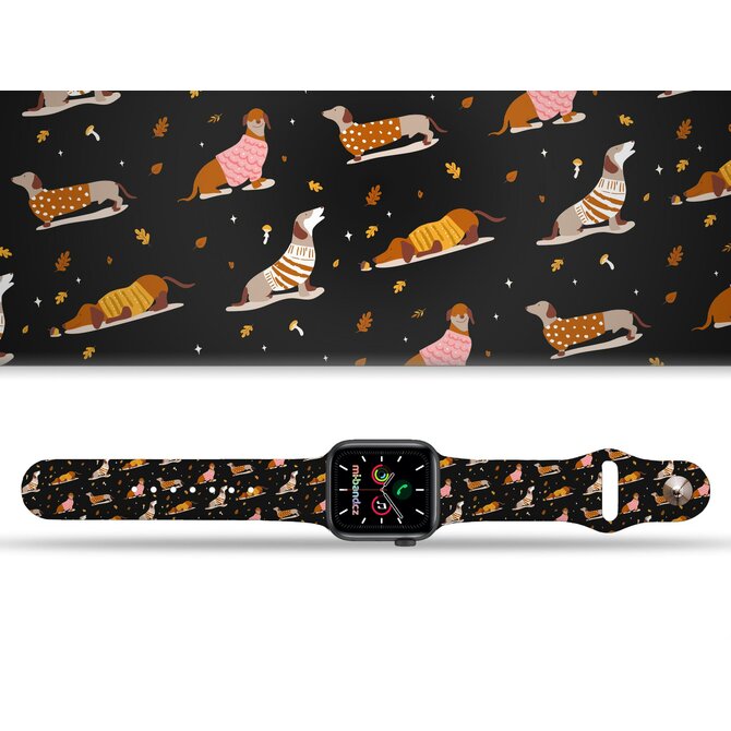 Apple watch černý řemínek Jezevčíci ve svetru - 38/40/41mm, barva pásku černá