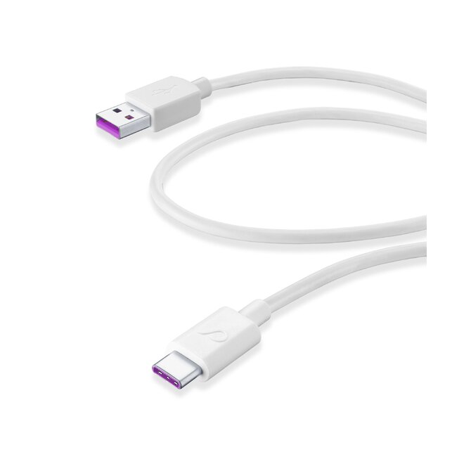 USB datový kabel  SC s USB-C konektorem, Huawei SuperCharge technologie, 120 cm, bílý