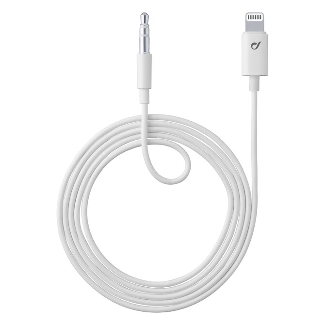 Audio kabel  Aux Music Cable, konektory Ligtning + 3,5 mm jack, MFI certifikace, bílý