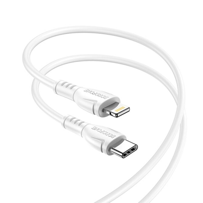 Data kabel BOROFONE BX51 , USB-C na Lightning, 2,4A, 1m, bílý