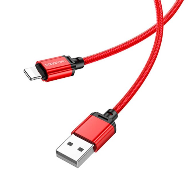 Data kabel BOROFONE BX87 , USB na Lightning, 2,4A, 1m, červený