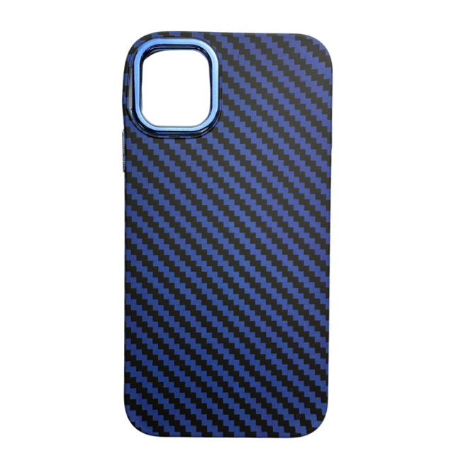 Vzorovaný carbonový kryt pro iPhone 13 - Tmavě Modrý -