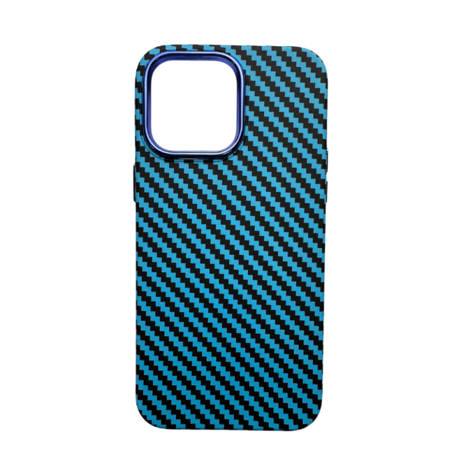 Vzorovaný carbonový kryt pro iPhone 13 PRO - Světle modrý -