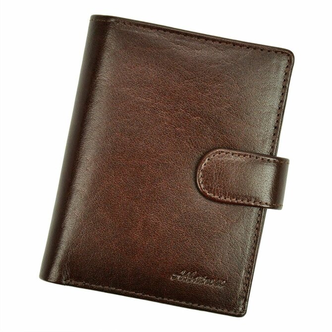 Hnědá kožená peněženka Allbatross 02 s upínkou + RFID hnědá, kůže