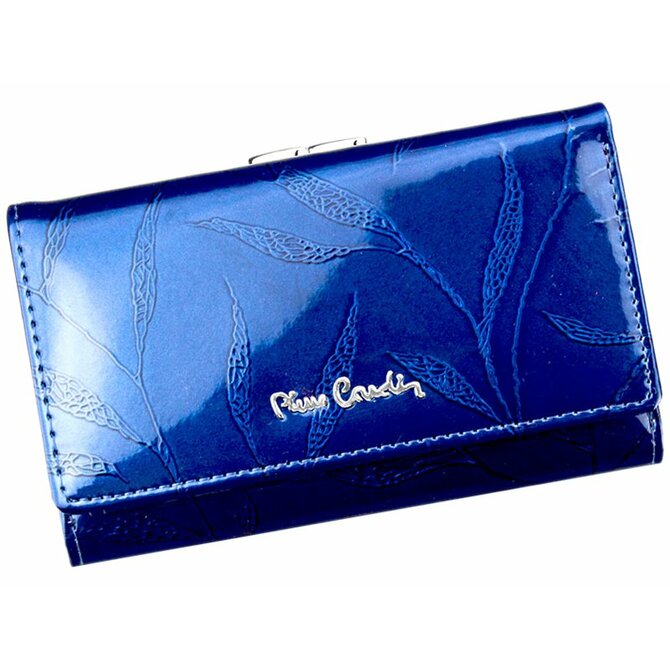 Modrá lesklá kožená peněženka Pierre Cardin LEAF 108 modrá, kůže