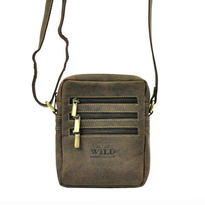 Malá tmavěhnědá kožená crossbody taška Always Wild 250-MH hnědá, kůže