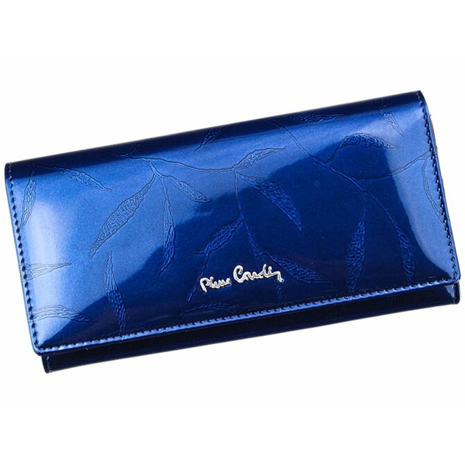 Modrá lesklá kožená peněženka Pierre Cardin LEAF 100 modrá, kůže
