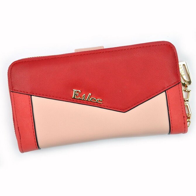 Velká dvoudílná červeno-růžová peněženka Eslee H6753 vícebarevná, syntetická kůže