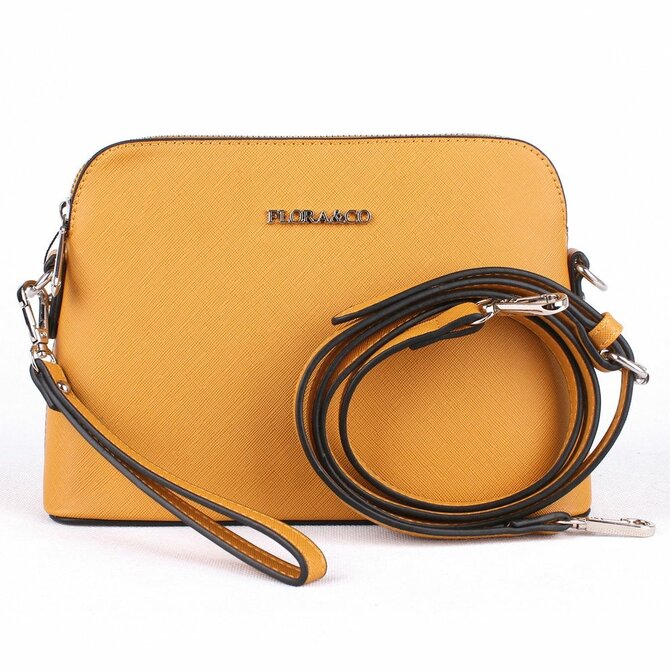 Malá pevná hořčicová crossbody kabelka FLORA&amp;CO F3772 žlutá, syntetická kůže