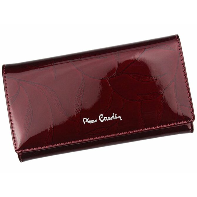 Lesklá tmavěčervená kožená peněženka Pierre Cardin 02 LEAF 114 červená, kůže