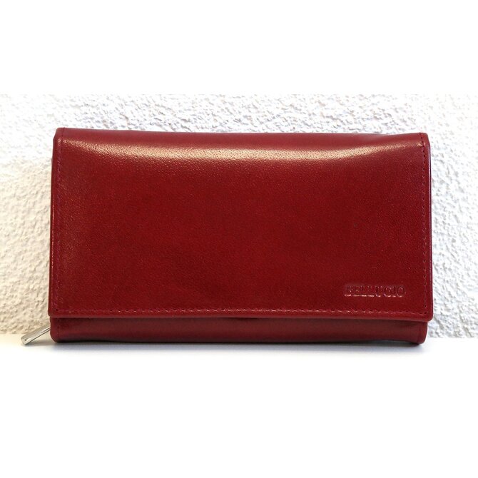 Tmavěčervená mírné lesklá dámská kožená peněženka Bellugio červená, kůže