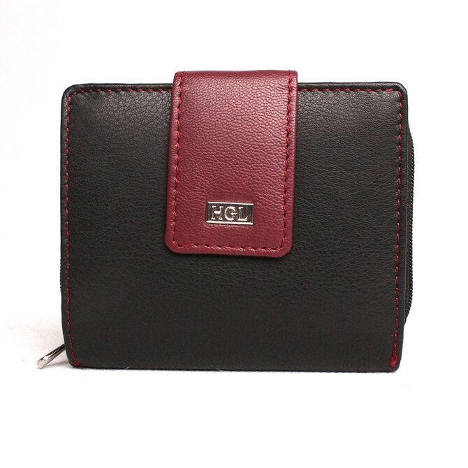 Dvouoddílová černo-vínová kožená peněženka HGL no. 4513 + RFID vícebarevná, kůže