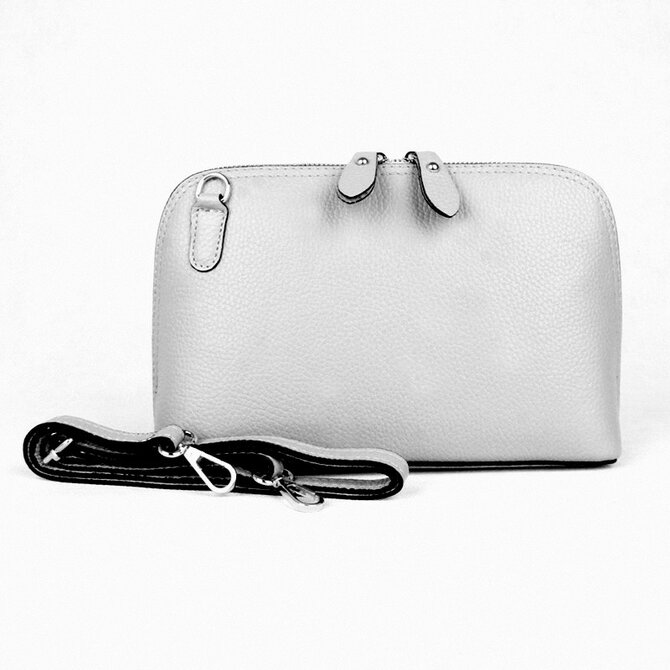 Malá pevná šedá kožená crossbody kabelka Vera Pelle no. 75 šedá, kůže
