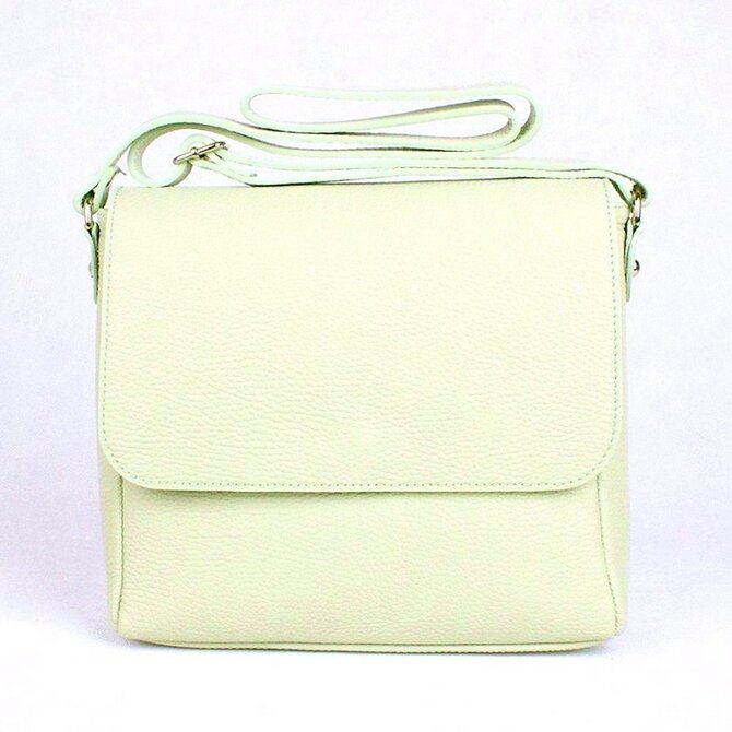 Střední kožená světlezelená crossbody kabelka/podél těla Vera Pelle 62 zelená, kůže