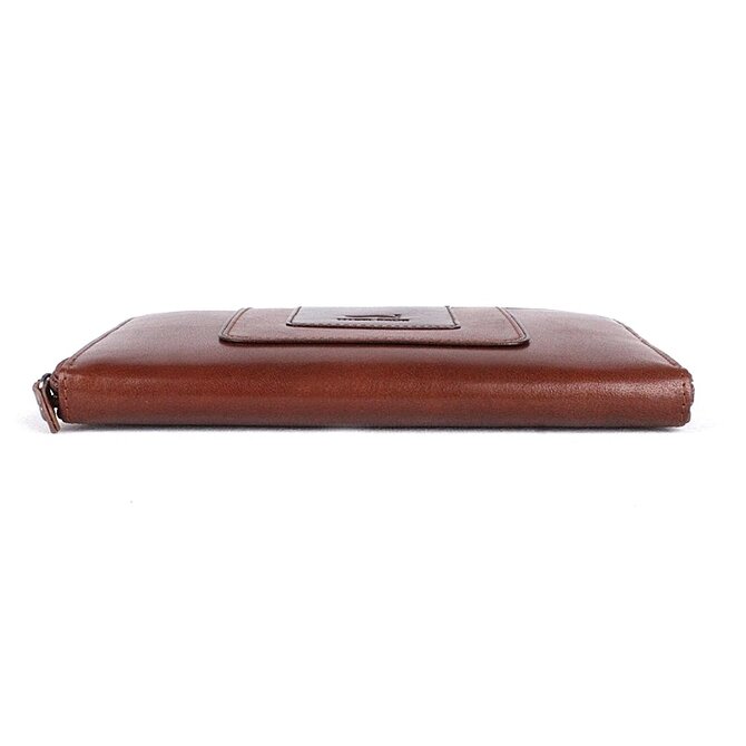 Luxusní celozipová hnědo-tmavěhnědá kožená peněženka Marta Ponti B513 hnědá, kůže