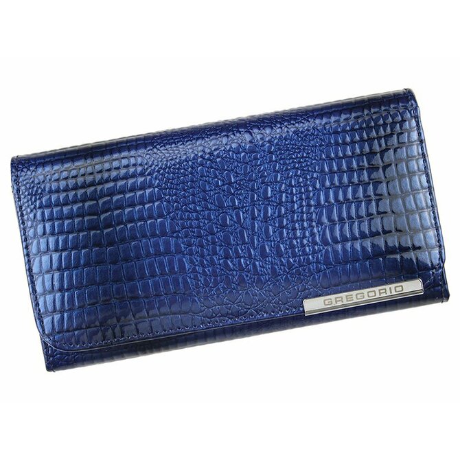 Lesklá modrá kožená peněženka Gregorio GF110 modrá, kůže