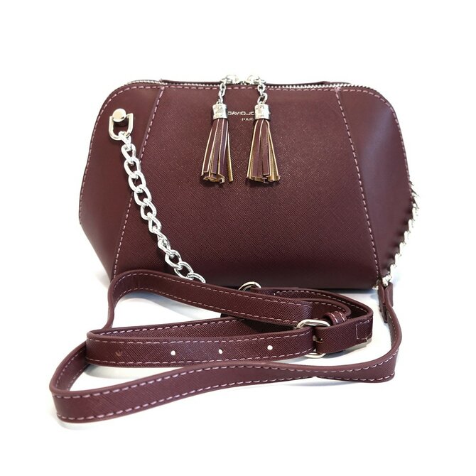 Malá pevná fialová (vínová) crossbody kabelka David Jones CM3951A fialová, syntetická kůže