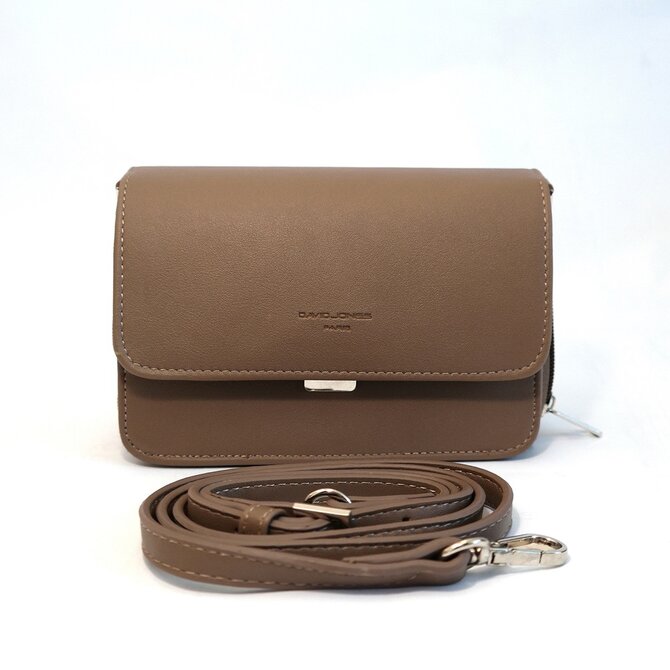 Čtyřoddílová malá pevná hnědá (velbloudí) crossbody kabelka David Jones 5805-2 hnědá, syntetická kůže