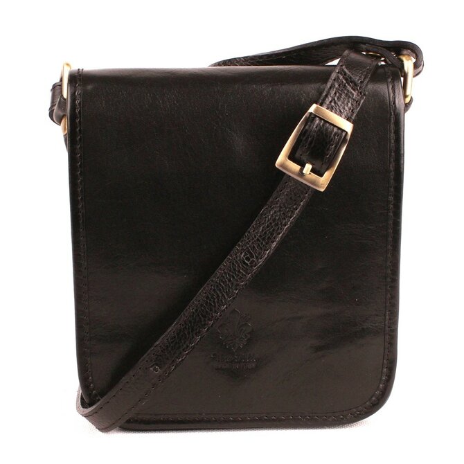 Malá černá kožená pánská crossbody taška no. 8328 černá, kůže