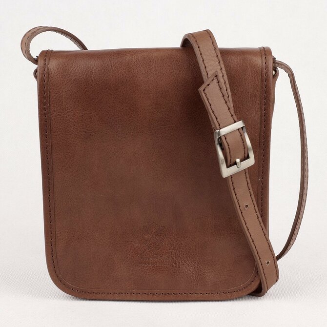 Malá tmavěhnědá kožená pánská crossbody taška no. 8328 hnědá, kůže