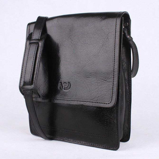 Luxusní kožená hladká černá crossbody taška Marta Ponti no. 811 černá, kůže