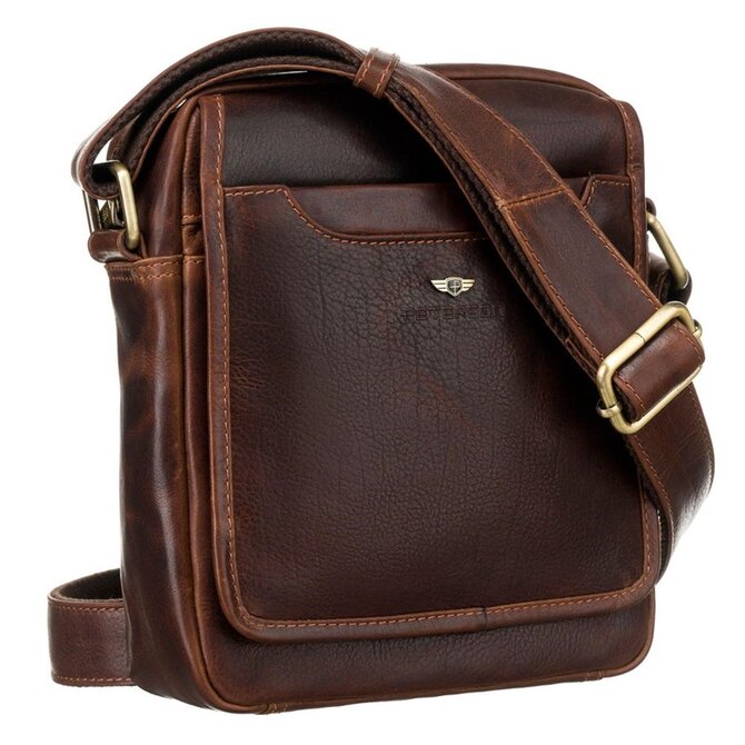 Pánská kožená tmavěhnědá crossbody taška Peterson TB-117-WAX tmavěhnědá, kůže