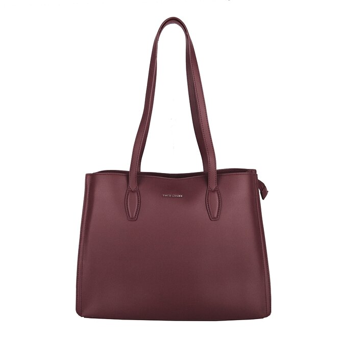 Velká tříoddílová tmavěvínová kabelka na rameno David Jones CM7796 tmavěvínová, syntetická kůže