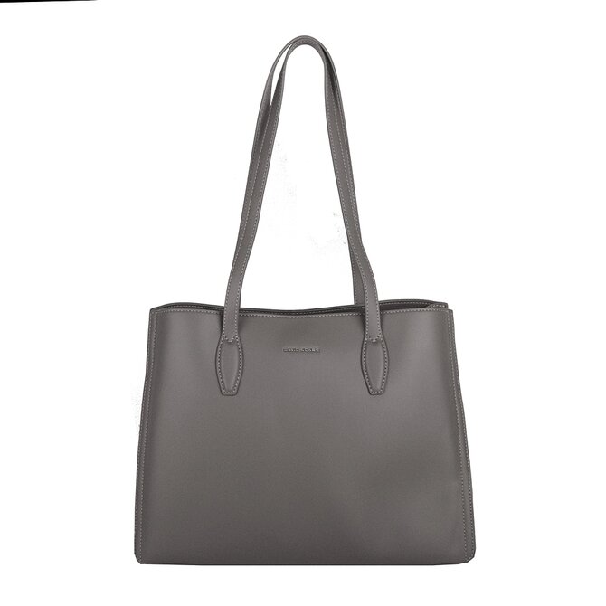 Velká tříoddílová šedá kabelka na rameno David Jones CM7796 šedá, syntetická kůže