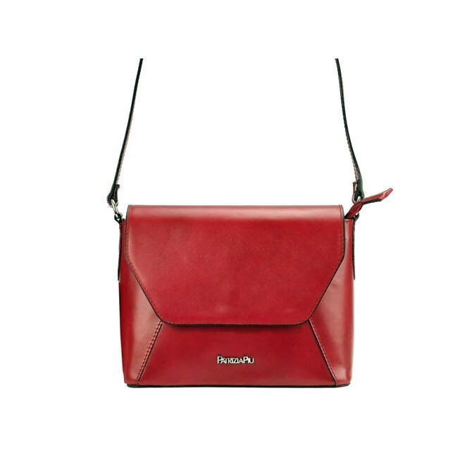 Tmavěčervená kožená crossbody kabelka Patrizia Piu no. 04 červená, kůže