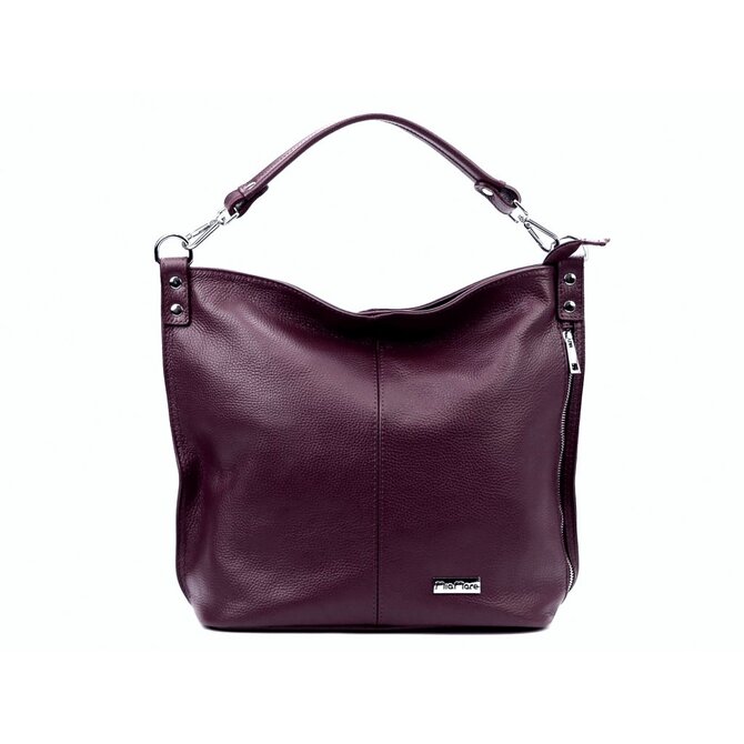 Velká kožená tmavá bordó kabelka na rameno i crossbody MiaMore no. 053 tmavá bordó, kůže