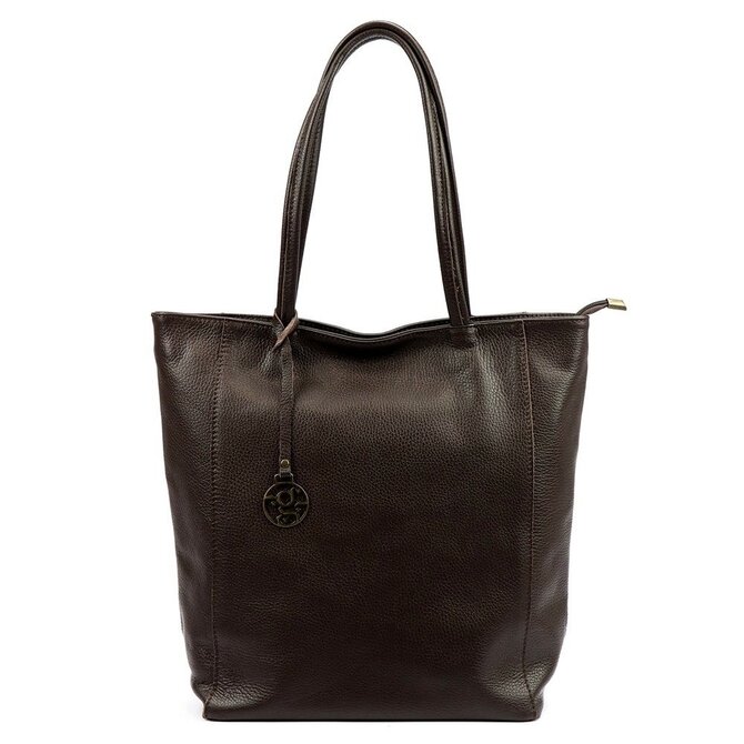 Velká tmavěhnědá kožená kabelka na rameno/do ruky Gregorio no. 28 tmavěhnědá, kůže