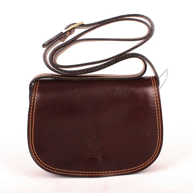 Tmavěhnědá malá kožená crossbody kabelka no. 46 hnědá, kůže
