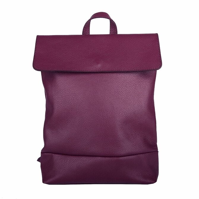 Střední vínový kožený batoh 235 o obsahu cca. 6 l na formát A4 vínová, kůže