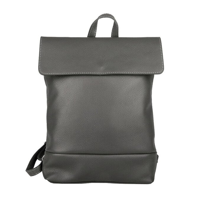 Střední tmavěšedý kožený batoh 235 o obsahu cca. 6 l na formát A4 tmavěšedá, kůže