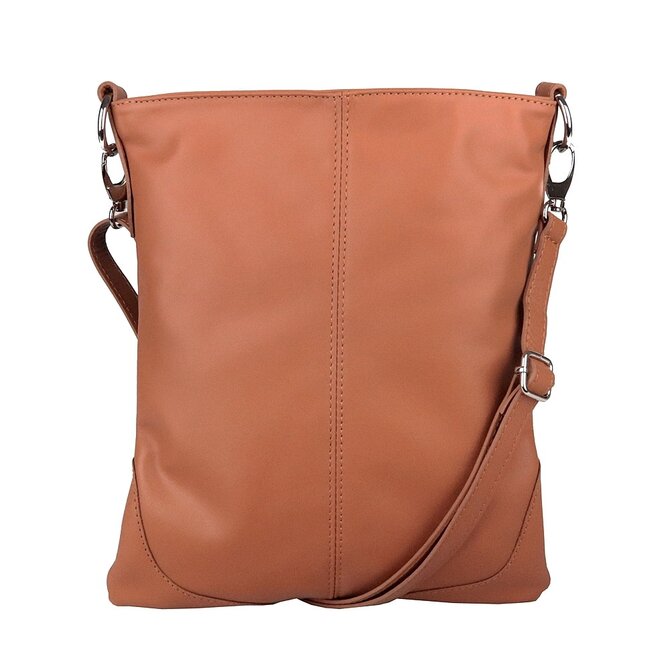 Střední/velká hnědá kožená crossbody kabelka Vera Pelle no. 5509 NEW hnědá, kůže