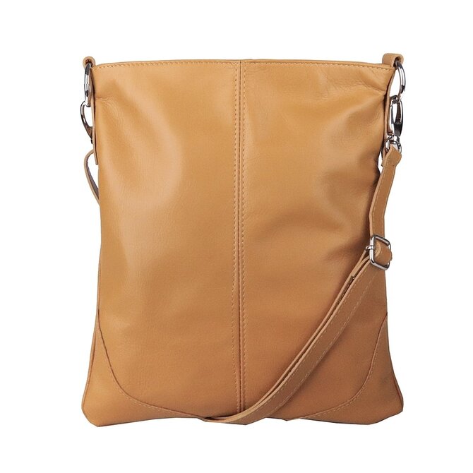 Střední/velká hořčicová kožená crossbody kabelka Vera Pelle no. 5509 NEW hořčicová, kůže