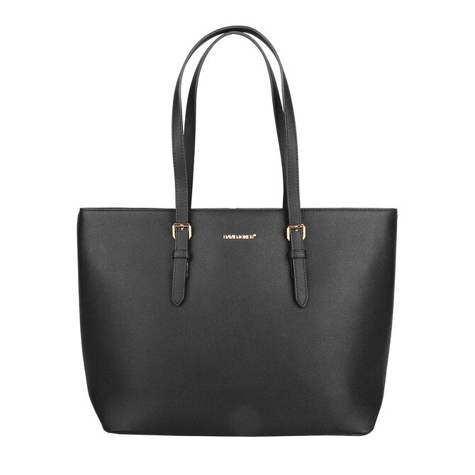 Velká černá kabelka na rameno David Jones CM6738-3 na formát A4 černá, syntetická kůže