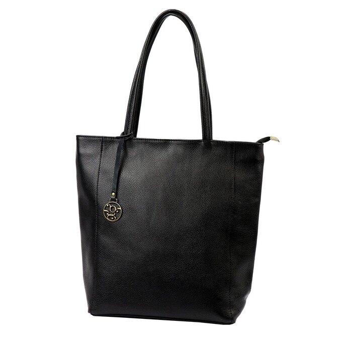 Velká černá kožená kabelka na rameno/do ruky Gregorio no. 748 černá, kůže